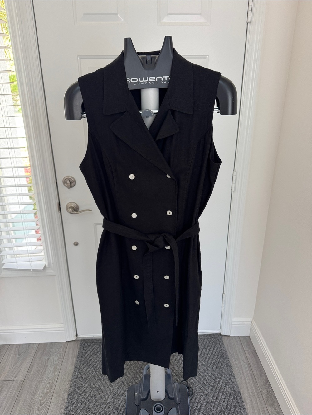 Christopher & Banks Black Sleeveless Double-Breasted Belted Midi Dress